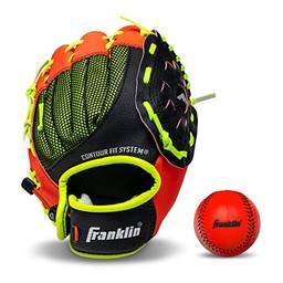 Franklin Sports Luva de beisebol infantil - NeoGrip Boys + Girls Youth Tball Glove - Criança Teeball + Luva de beisebol - Mão direita - Vermelha - 23 cm