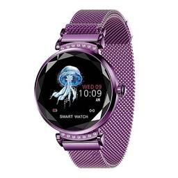 Relógio Lady Mulheres Smartwatch Inteligente de Luxo Pulseira de Fitness Rastreador a Prova D'Água (Roxo)