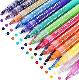 Canetas marcadoras de tinta acrílica, 24 cores, tinta permanente à prova d'água, conjunto de canetas marcadoras de arte para pintura rupestre, projetos de artesanato diy