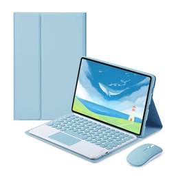 SZAMBIT Capa de Teclado Compatível com Lenovo,com Teclado Bluetooth Destacável,Capa Esbelta Leve,com Teclado com touchpad Sem Fio Magneticamente,Azul