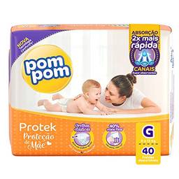 Fralda PomPom Protek Proteção de Mãe, G, Mega, pacote de 40 - Embalagem Pode Variar