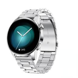 SANDA Bluetooth Call Relógio Inteligente Masculino Toque Completo Esporte Fitness Relógios À Prova D' Água Freqüência Cardíaca Banda De Aço Smartwatch Android IOS (Steel silver)