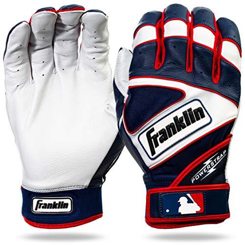 Franklin Sports Luvas de Rebatedor MLB Powerstrap pérola/azul marinho/vermelho - adulto médio