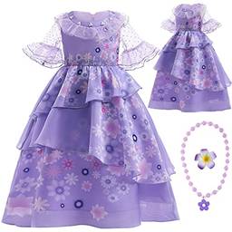 Fantasia infantil Mirabel Isabela para crianças Halloween Dress Up Cosplay (D,7-8 anos)