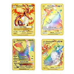 4 cartas Pokemon Vmax – Sem duplicações – Caixa de baralho Pokemon incluída – Pacotes de cartas raras Pokemon – Cartas Pokemon Pokemon Vmax Pokemon – Nome da coleção Rare Vmax Pokemon