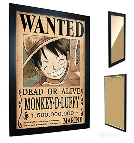 *Quadro com Moldura One Piece - Cartaz de Procurado Luffy*