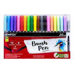 Brush Pen Pastel Newpen, Estojo 6 un.