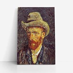 Quadro Van Gogh Autorretrato com Chapéu Canvas Látex 60x40cm