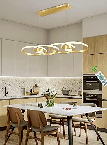 Luminária pendente LED moderna para mesa de jantar 80 w regulável com lustre de controle remoto 3000k-6500k para sala de estar, sala de jantar, barra de estudo, decoração de casa, luz de tet