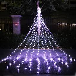Mibee 317LEDs Luzes de Cachoeira 8 Modos Árvore de Luz Pentagrama Árvore de Natal Decorativa Luzes de Cachoeira À Prova D' Água Luzes de Corda de Fadas para Festa de Casamento ao Ar Livre Pátio Jardim