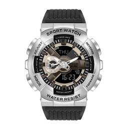 SANDA Relógio Masculino Sanda Criativo Impermeável Relógio Esportivo Quartzo Multifuncional Relógio Militar Masculino (Silver Black)