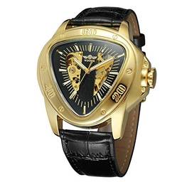 Tomshin Moda esportiva com mostrador triangular dourado esqueleto misterioso relógio masculino relógios de pulso mecânicos automáticos de luxo