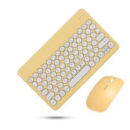 SZAMBIT Teclado Bluetooth e Combinação de Mouse,Conjunto de Teclado Sem Fio Portátil Compatível para iPad,Smartphone,Tablets,Teclado Ultra Slim 10inch,Presente de Adesivo (Estilo 2,amarelo)