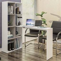 Mesa Office com estante lateral Multimóveis Branco/lacca Fume