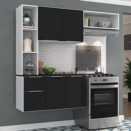 Cozinha Compacta com Armário e Balcão Mp2001 Sofia Multimóveis Branca/preta