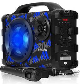 Caixa de som portátil bluetooth caixinha de som potente com karaoke bluetooth Fbx-112 com led microfone usb amplificada (AZUL)