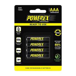 Powerex Pilhas AAA NiMH pré-carregadas recarregáveis (1,2 V, 1000 mAh, baixa autodescarga) – Pacote com 4, MHRAAAP4
