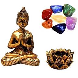Combo Estátua de Buda + Castiçal + Pedras dos Chakras