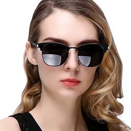 KANASTAL Óculos de Sol Polarizados Semi Aro Para Mulheres e Homens, Óculos de Sol Classic Retro ter Proteção UV400, Óculos Sunglass Leve de Adequado Viagem e Dirigindo