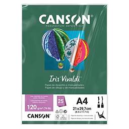 CANSON Iris Vivaldi, Papel Colorido A4 em Pacote de 25 Folhas Soltas, Gramatura 120 g/m², Cor Verde Escuro (30)