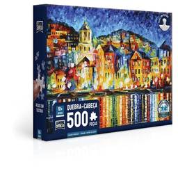Leonid Afremov - Cidade à Noi - Quebra-cabeça 500 peças - Toyster Brinquedos, Multicolorido