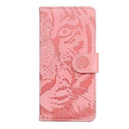 Capa carteira para Motorola Moto G9 Power Flip Folio Capas de celular [sensação de pele][tigre em relevo] - ouro rosa