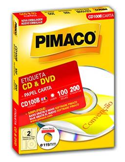 Etiqueta Adesiva Pimaco Ink-Jet/Laser para CDs/DVDs, CD100B, 115 diâmetro, Envelope com 100fls-200 Etiquetas, 874874