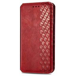 Capa carteira para iPhone 11 Flip Folio Capa de celular [Fashion Magnetic][Cor lisa] - Vermelho