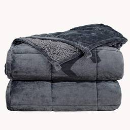 Cobertor pesado de lã de ovelha Argstar para adultos 6,8 kg na cama de casal/solteiro, cobertores macios e aconchegantes pesados com contas de vidro premium, 122 cm x 182 cm, cinza escuro.