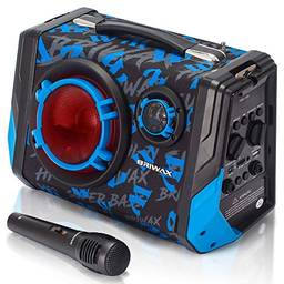 Caixa de Som 120w Amplificada Bluetooth Gravadora com Microfone P10 Usb Rádio FM P2 Portátil (Azul)