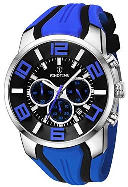 Relógio cronógrafo masculino analógico luminoso de poliuretano relógio pulseira militar tático alarme de pulso relógio esportivo, Esporte, Azul