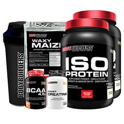 Kit 2x Iso Protein Baunilha + BCAA 100g + Power Creatina 100g + Waxy Maize + Coqueteleira - BodyBuilders