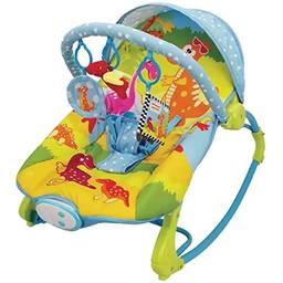 Cadeirinha de Descanso para Bebê Musical, Dino, Vibra e Toca Melodias, Acompanha Acessórios e brinquedos, Azul, Dican