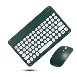 SZAMBIT Teclado Bluetooth e Combinação de Mouse,Conjunto de Teclado Sem Fio Portátil Compatível para iPad,Smartphone,Tablets,Teclado Ultra Slim 10inch,Presente de Adesivo (Estilo 2,verde escuro)
