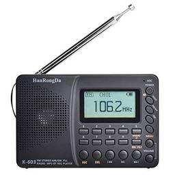 Sunbaca HRD-603 Rádio Portátil AM/FM/SW/BT/TF Rádio de Bolso USB MP3 Suporte para Gravador Digital TF Cartão BT #D