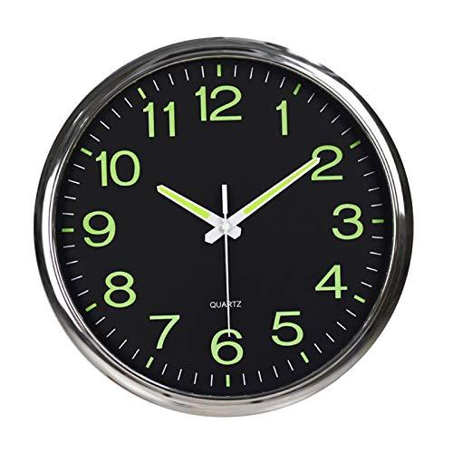 Relógio de parede Homyl moderno com luz noturna, 30,5 cm, relógios de parede de quartzo silenciosos, sem tique-taque, números e ponteiros luminosos, relógio de parede decorativo operado por bateria
