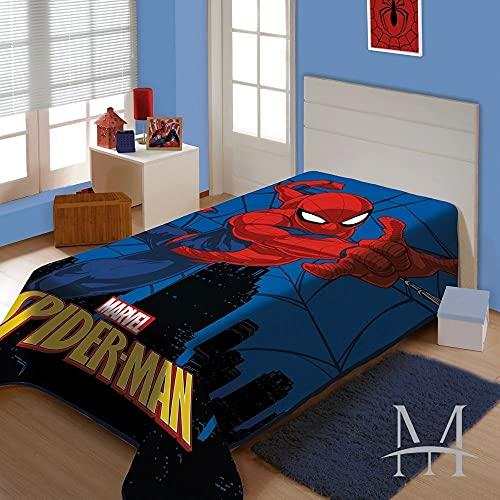 Cobertor Jolitex Solteiro Homem Aranha Marvel Toque Macio Cor:Azul
