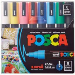 POSCA Conjunto de marcadores de tinta 8 cores, PC-5M médio