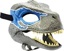 Mattel Jurassic World Máscara Super Mordida Velociraptor Blue, Multicor