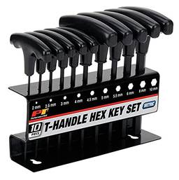 Performance Tool Conjunto de chaves sextavadas com alça em T métrica W80275, 10 peças, preto