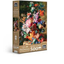 Flores - Peônias na Porcelana - Quebra-cabeça 500 peças nano - Toyster Brinquedos, Multicolorido