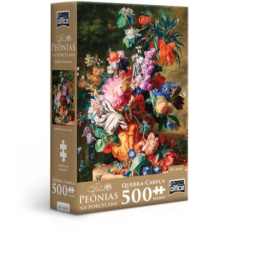 Flores - Peônias na Porcelana - Quebra-cabeça 500 peças nano - Toyster Brinquedos, Multicolorido