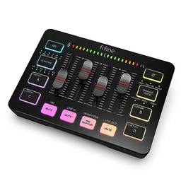 FIFINE Gaming Audio Mixer, Mixer RGB para PC de Streaming com Interface de Microfone XLR, Controle Individual, Botão de Silenciar, Alimentação Phantom 48V, para Podcast/Gravação/Vocal/Voz de Jogo-SC3