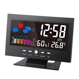 ° C / ° F Multifuncional interior colorido LCD Temperatura Digital medidor de umidade Estação Meteorológica Relógio Termômetro higrômetro Calendário Temperatura Tendência Alarme Nível de conforto