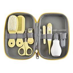 Moochy Kit de higiene portátil para bebês Conjunto de cuidados de segurança para bebês Cortador de unhas Escova de lima de unhas Pente Aspirador nasal Tesoura Termômetro eletrônico Escova de dentes