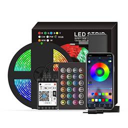 Aibecy Smart Wifi LED RGB Strip Lights 16,4 pés. Luzes que mudam de cor 5050 com voz e APP e 24 teclas de controle remoto Luzes de fita para o festival Decoração de luz para o festival de festas em ca
