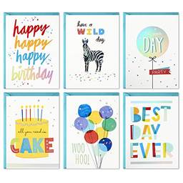 Hallmark Sortimento de cartões de aniversário, 24 cartões com envelopes (letras de arco-íris, melhor dia de sempre)