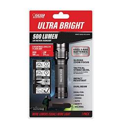 Feit Electric FL500 Ultra Bright 500/170 lúmens 3 células AAA, Zoom Bisel LED Lanterna Tática, 11,7 cm C x 3,3 cm D, Preta