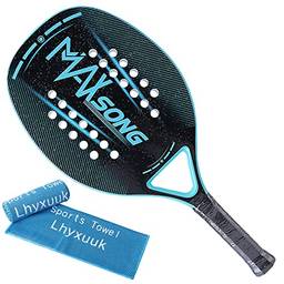 Lhyxuuk Raquete De Beach Tennis Tecnológica Fibra Carbon Profissionall (Azul 2)