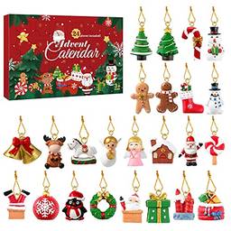Ornamentos de pendurar para árvore de Natal Garneck, calendário de contagem regressiva de Natal 2020, 24 enfeites de árvore de Natal, decorações de Natal para festivais de Natal
